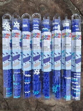Building Blocks Kids Construction Set - Blue & White - Set of 8